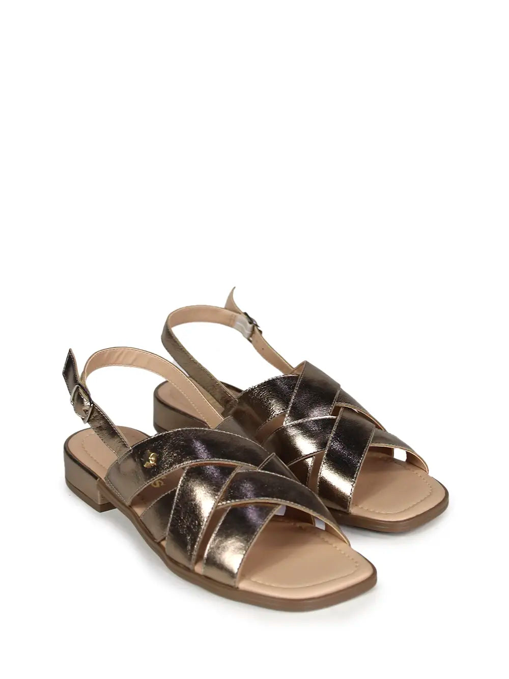 Silver Leather Sandal with Straps