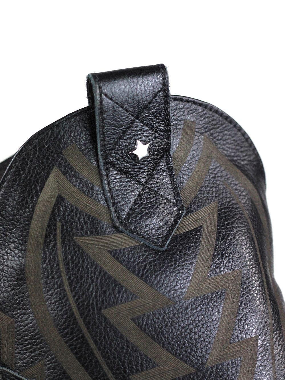 Black Leather Texan Boot with Block Heel