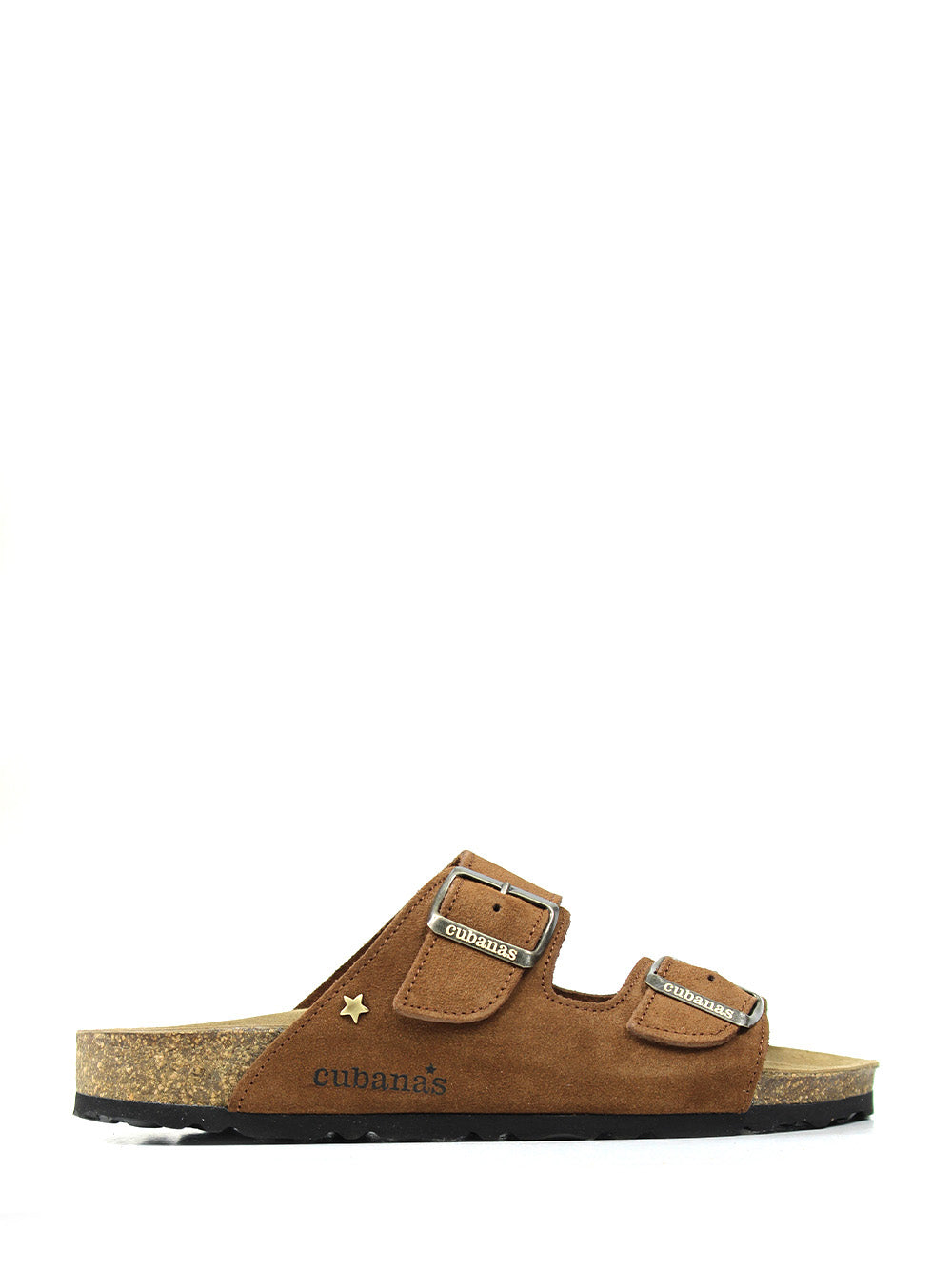 Sandália Homem em Camurça Castanha com Duas Tiras