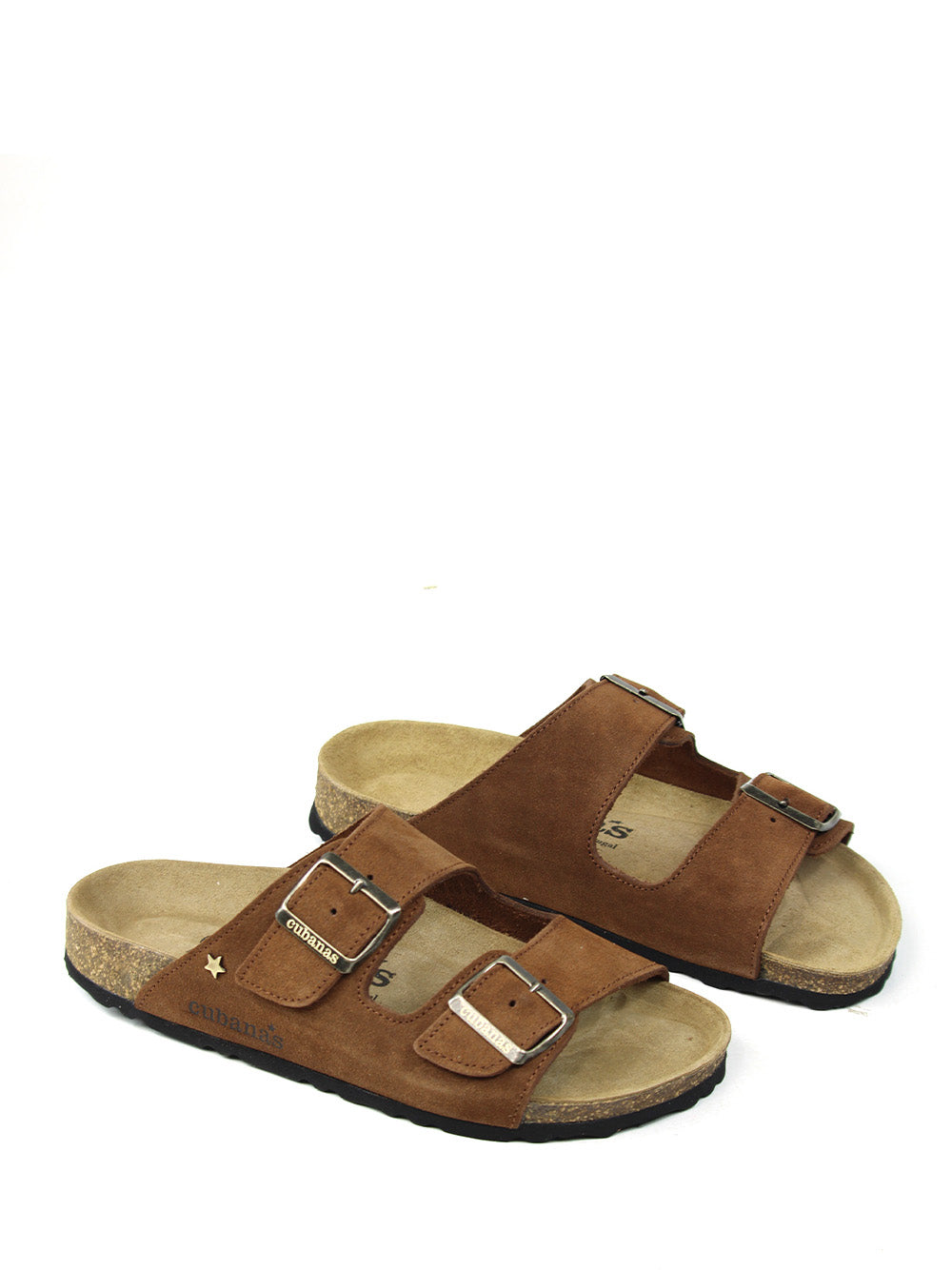 Sandale pour hommes en daim marron à deux brides