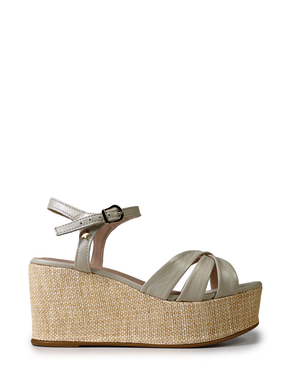Off-White Leather Platform Sandals with Straps
