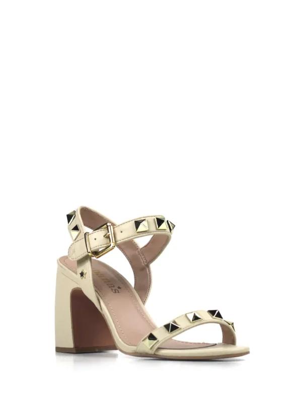 White Leather Sandal and Straps with Gold Applications - Image 2